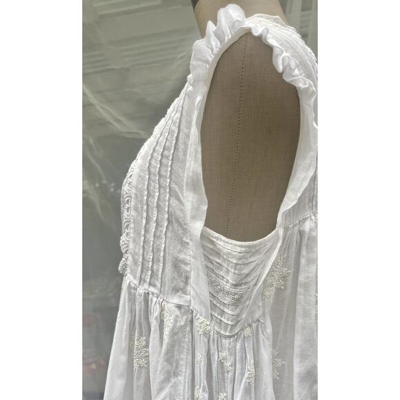 Free People Womens White Lace High Neck Embroidered Pleated Mini Dress Size XS - Picture 6 of 10